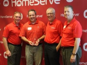 best Plumbing Birmingham, L to R: Sylvester Criscone, VP Contractor Management & Administration, HomeServe; John Jeffcoat, Owner, Eagle Service Company; John Kitzie, COO, HomeServe; Dennis Tillett, Southeast Regional Operations Manager, HomeServe