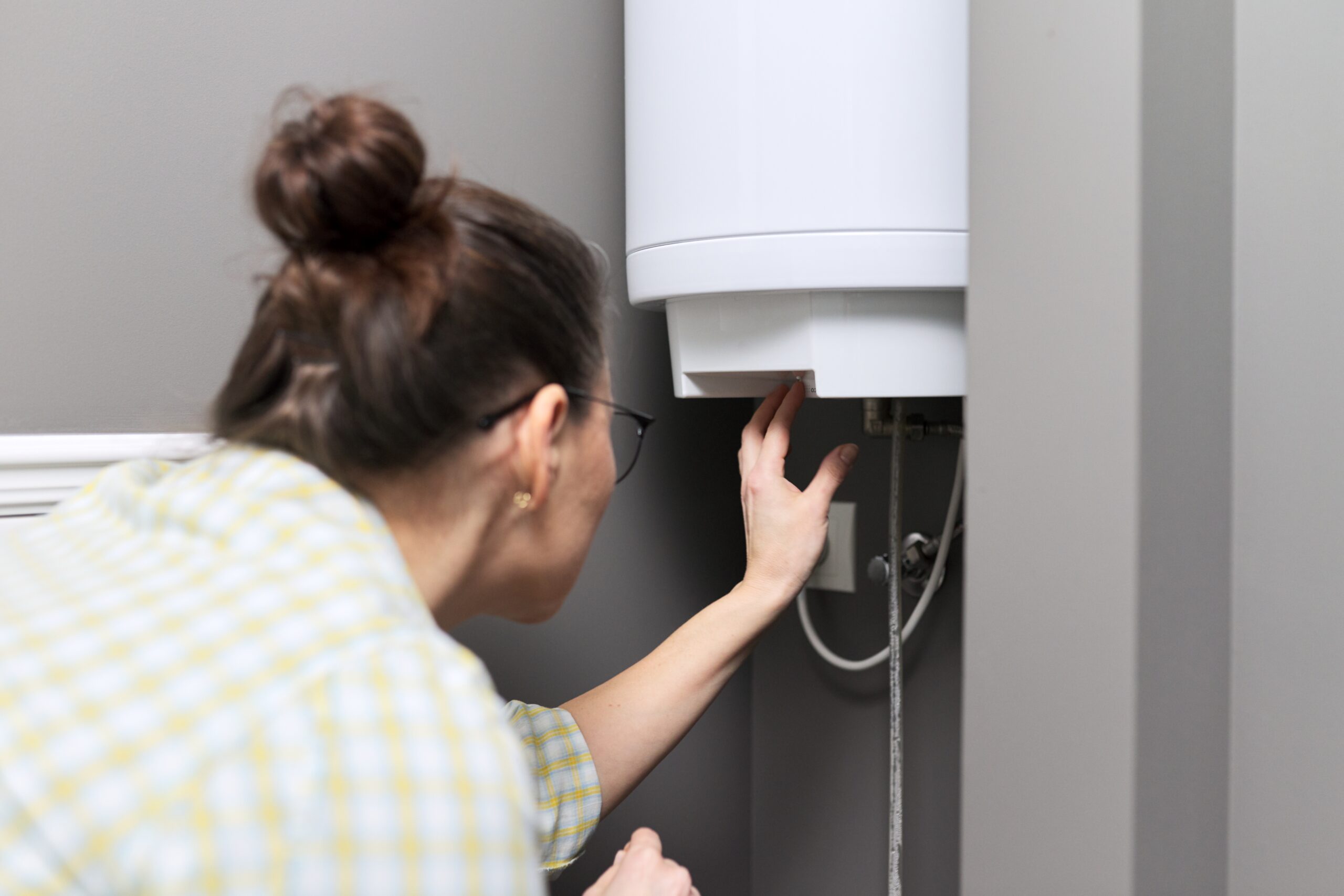 Modern tankless water heater providing efficient hot water in a home.